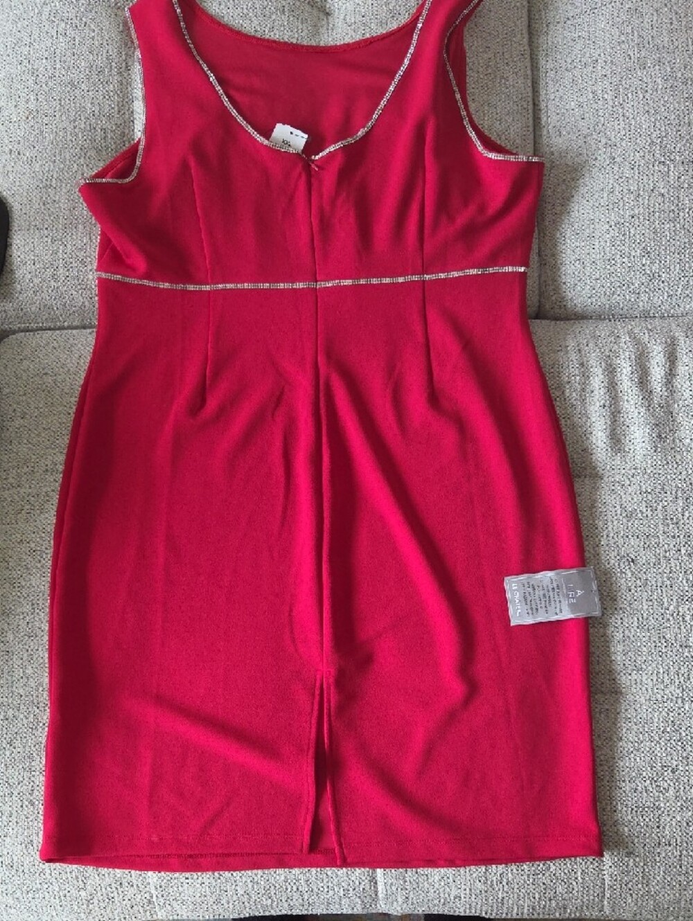 le chateau Red Midi Dress with Silver Trim - Picture 2 of 2